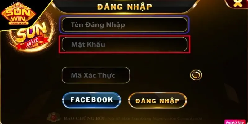 Điền thông tin đăng nhập vào Sunwin 
